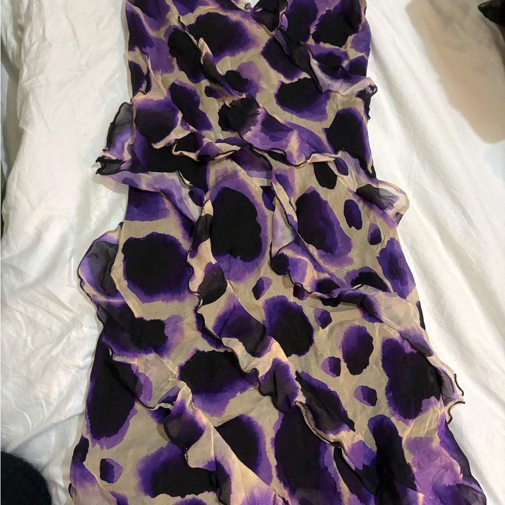 Rat & Boa Asymmetrical Dress in Purple and Black